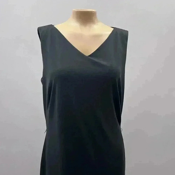 Vintage Sheath Slip Midi Dress Size 8 Black Goth Minimalist Sleeveless Y2K - Picture 9 of 11
